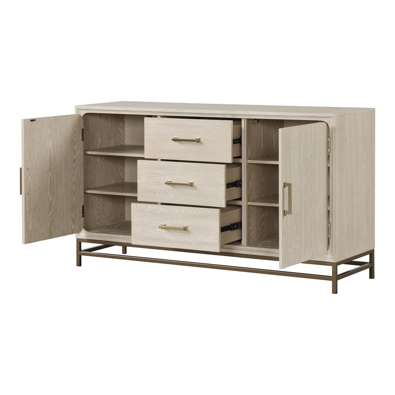 Furniture of America Don Solid Wood Multi-Storage Server in Oak