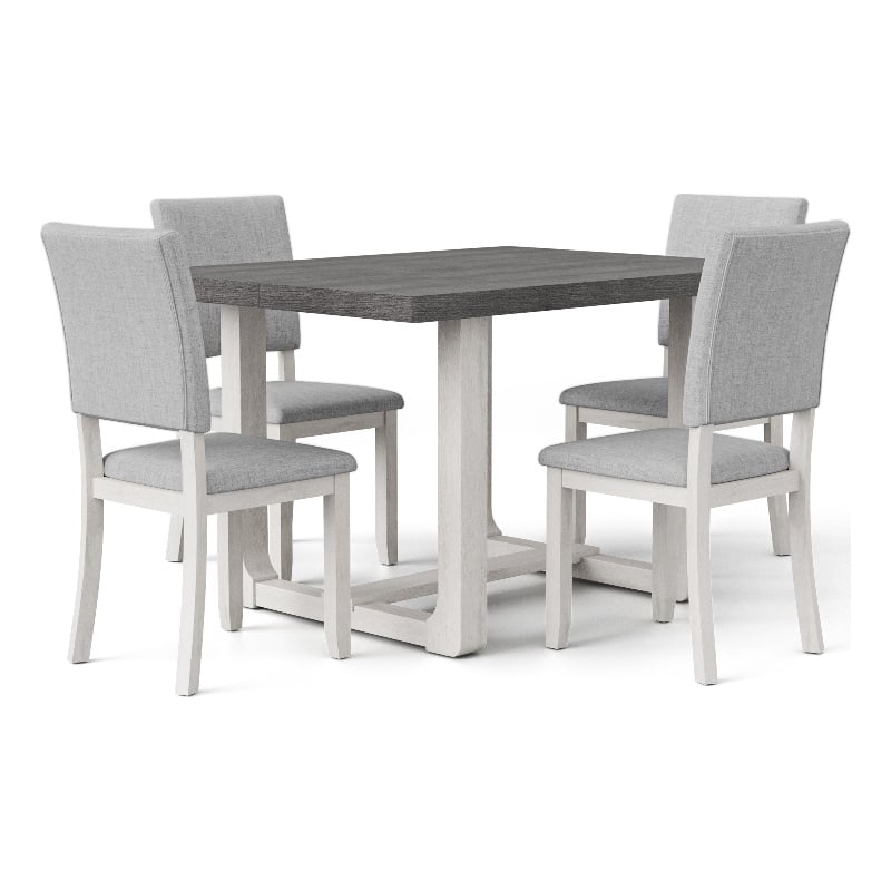 Furniture of America Fagan Solid Wood 5-Piece Dining Table Set in Gray