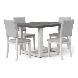 Furniture of America Fagan Solid Wood 5-Piece Dining Table Set in Gray