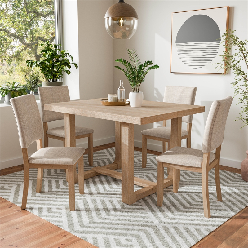 Furniture of America Fagan Solid Wood 5-Piece Dining Table Set in Brown