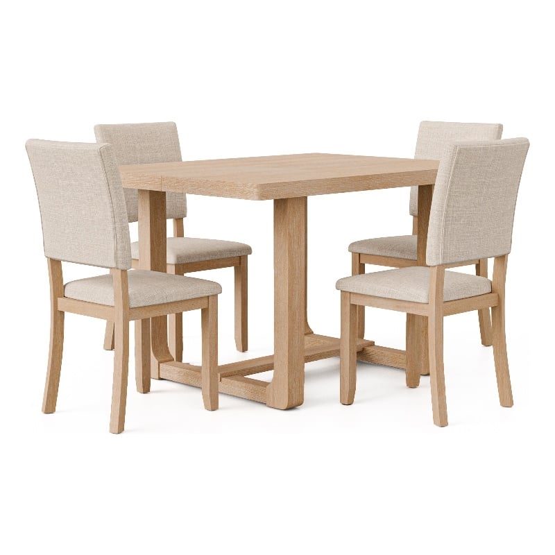 Furniture of America Fagan Solid Wood 5-Piece Dining Table Set in Brown