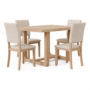 Furniture of America Fagan Solid Wood 5-Piece Dining Table Set in Brown