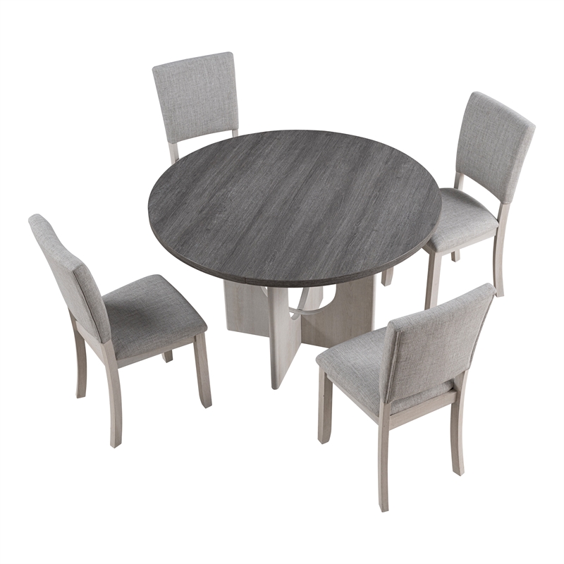 Furniture of America Ryder Solid Wood 5-Piece Dining Table Set in Gray