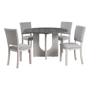 Furniture of America Ryder Solid Wood 5-Piece Dining Table Set in Gray