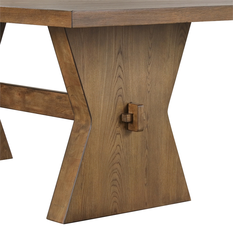 Furniture of America Opela Solid Wood 7-Piece Dining Table Set in Oak