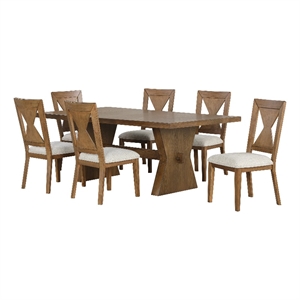 Furniture of America Opela Solid Wood 7-Piece Dining Table Set in Oak