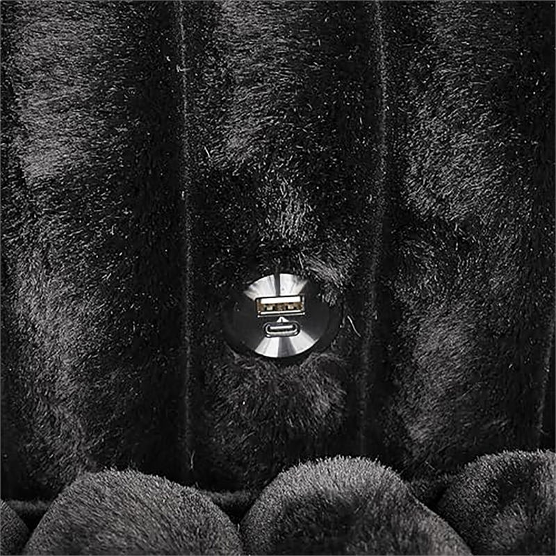 Furniture of America Ophelia Fabric 2 Arm Chaise with USB Ports in Black