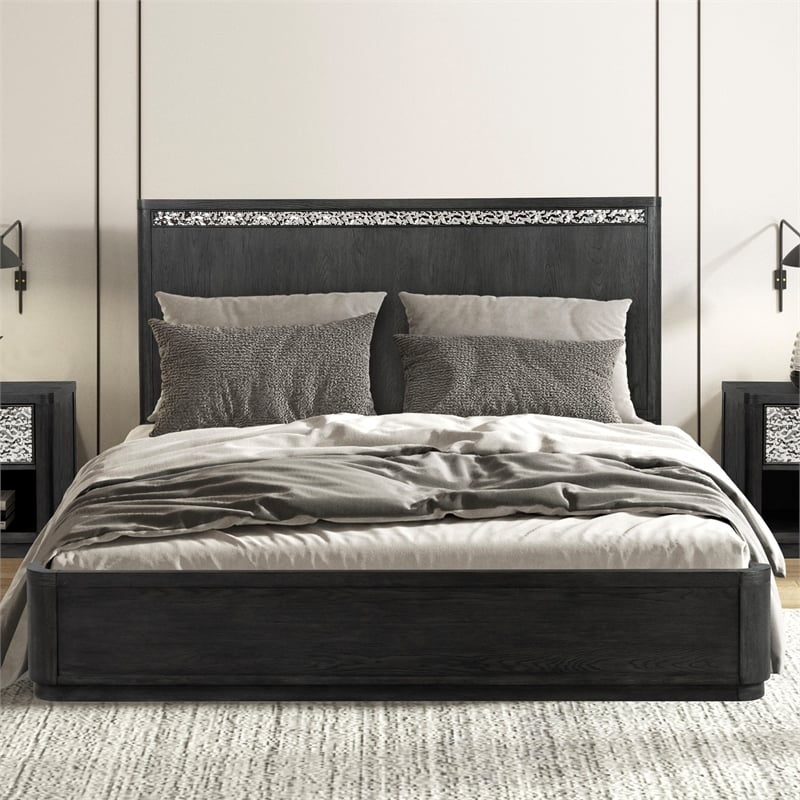 Furniture of America Selyra Solid Wood Mattress Ready Queen Bed in Espresso