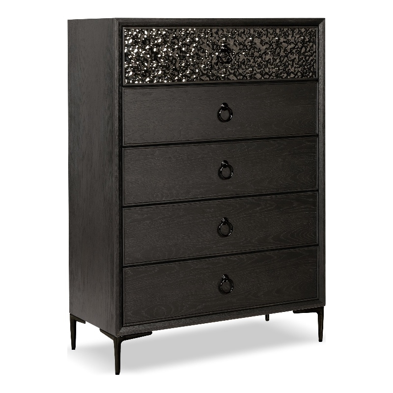 Furniture of America Glint Solid Wood Dovetail 5-Drawer Chest in Espresso