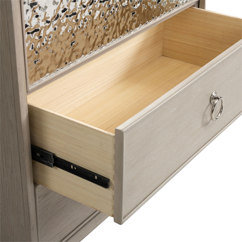 Furniture of America Glint Solid Wood Dovetail 5-Drawer Chest in Oak