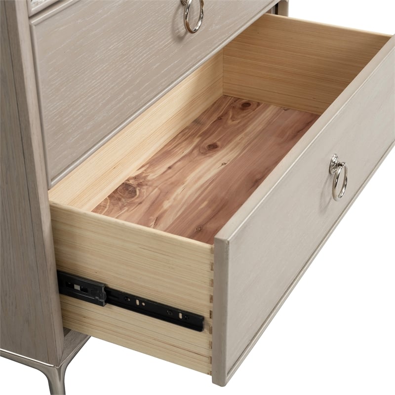 Furniture of America Glint Solid Wood Dovetail 5-Drawer Chest in Oak