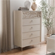 Furniture of America Glint Solid Wood Dovetail 5-Drawer Chest in Oak
