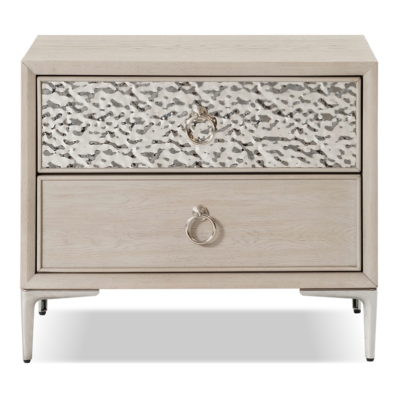 Furniture of America Glint Solid Wood Dovetail 2-Drawer Nightstand in Oak