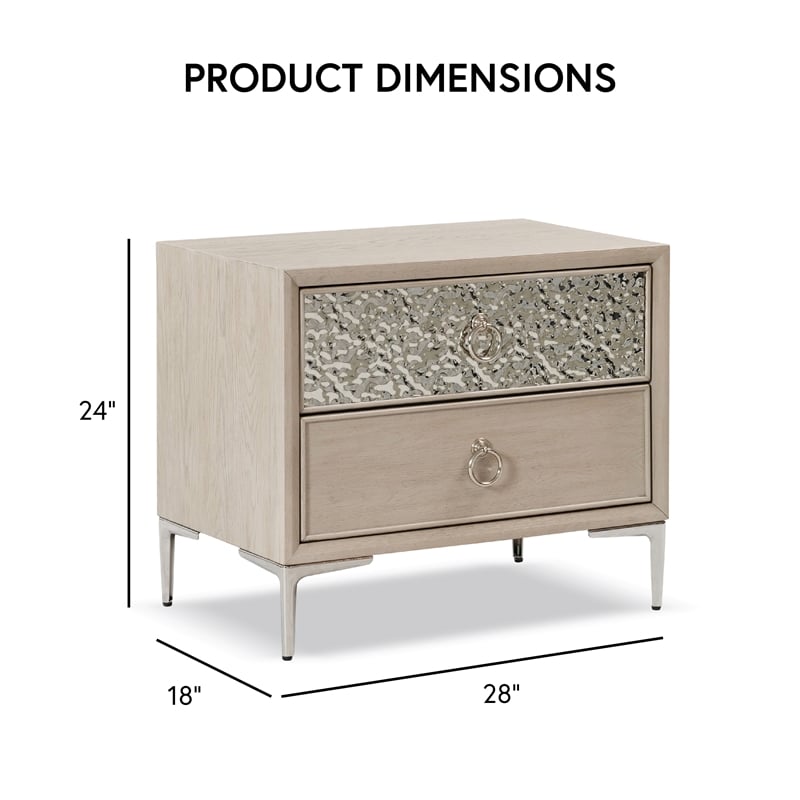 Furniture of America Glint Solid Wood Dovetail 2-Drawer Nightstand in Oak