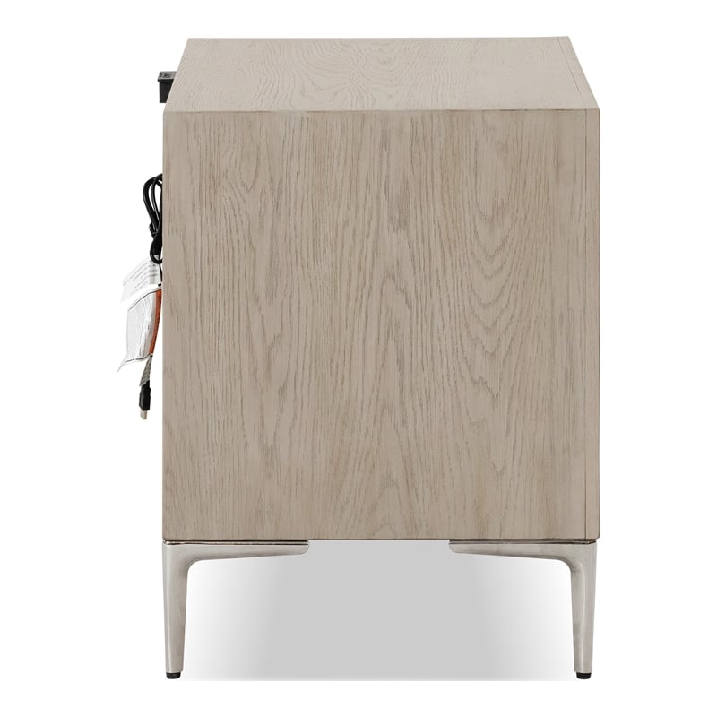 Furniture of America Glint Solid Wood Dovetail 2-Drawer Nightstand in Oak