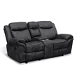 FOA Moya Faux Leather Black 2-Piece Manual Reclining Sofa Set
