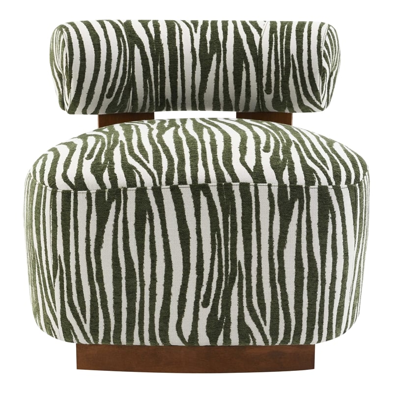 Furniture of America Sebras Chenille Zebra-Stripe Accent Chair in Green