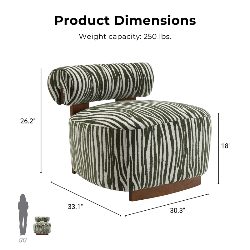 Furniture of America Sebras Chenille Zebra-Stripe Accent Chair in Green