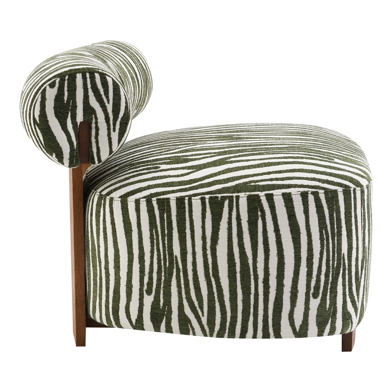 Furniture of America Sebras Chenille Zebra-Stripe Accent Chair in Green