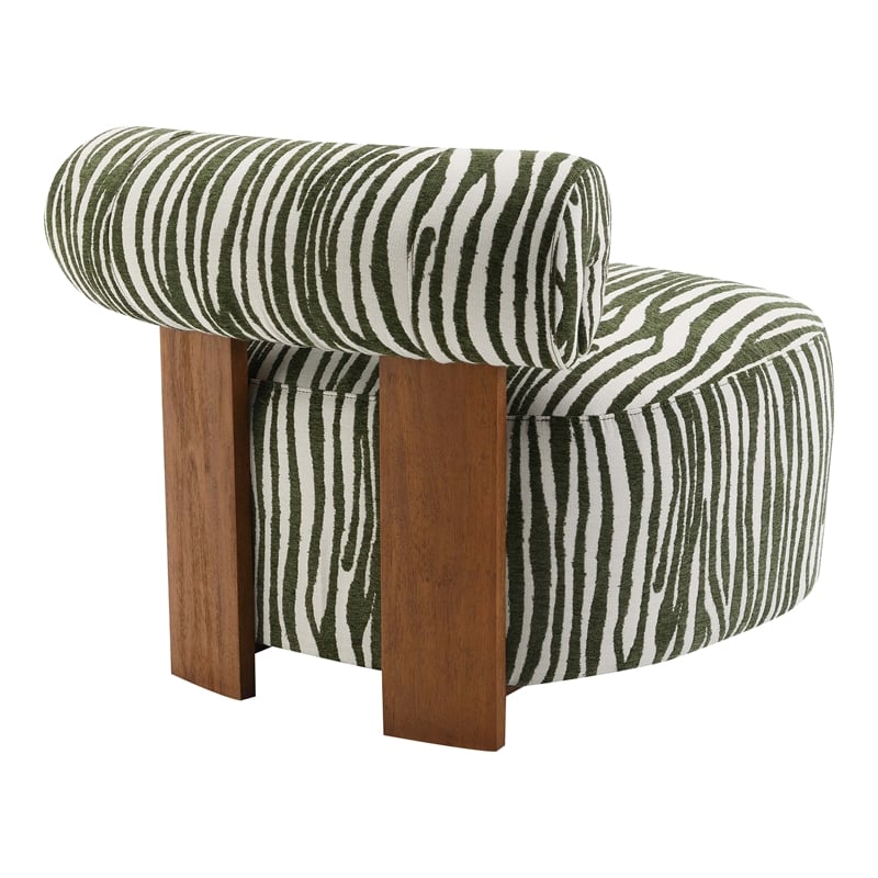 Furniture of America Sebras Chenille Zebra-Stripe Accent Chair in Green