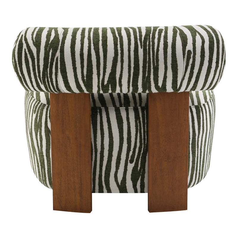 Furniture of America Sebras Chenille Zebra-Stripe Accent Chair in Green