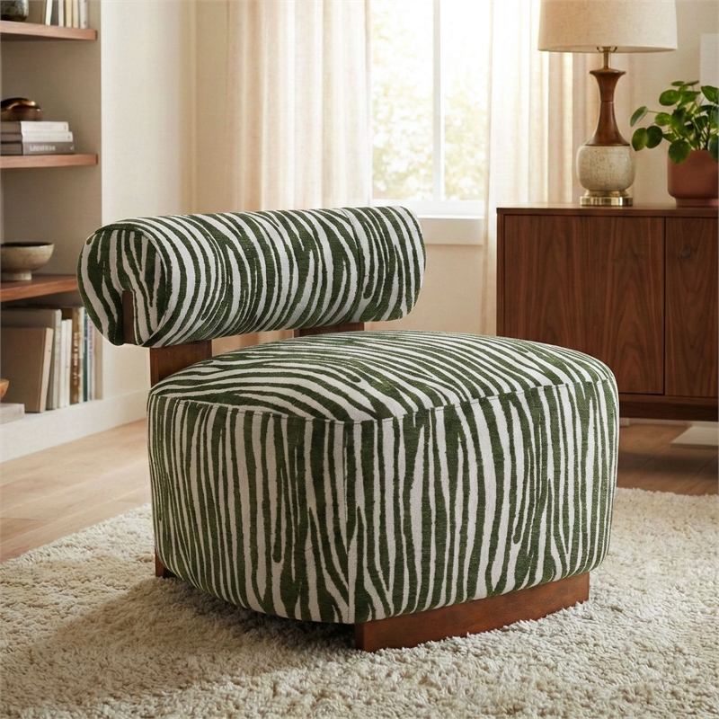 Furniture of America Sebras Chenille Zebra-Stripe Accent Chair in Green