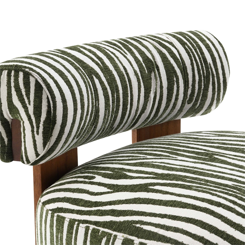 Furniture of America Sebras Chenille Zebra-Stripe Accent Chair in Green
