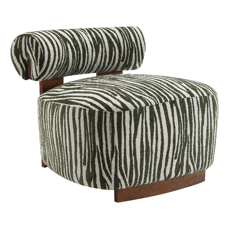 Furniture of America Sebras Chenille Zebra-Stripe Accent Chair in Green