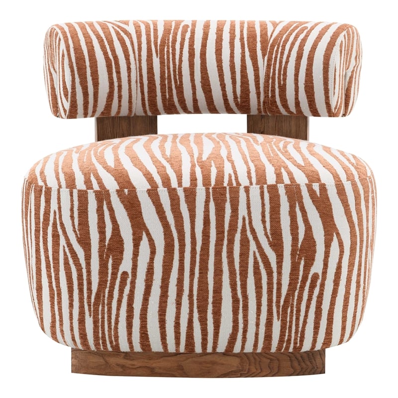Furniture of America Sebras Chenille Zebra-Stripe Accent Chair in Orange