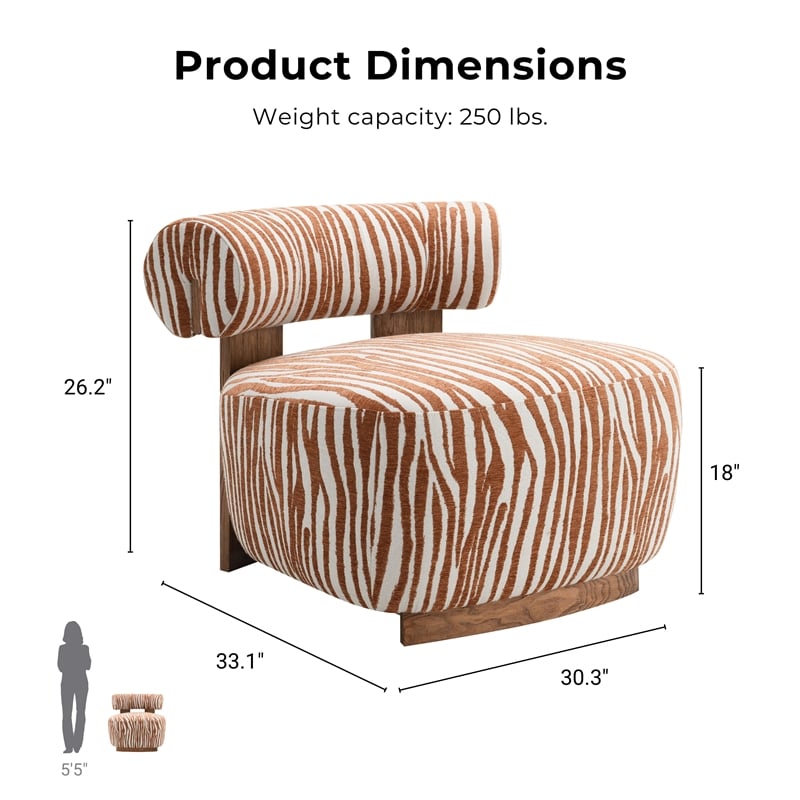 Furniture of America Sebras Chenille Zebra-Stripe Accent Chair in Orange