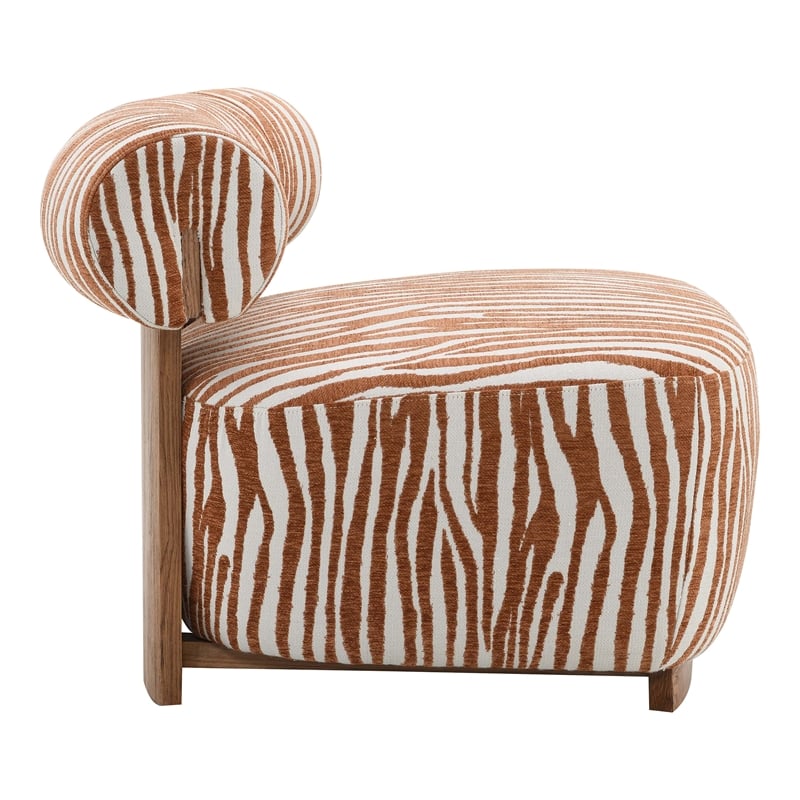Furniture of America Sebras Chenille Zebra-Stripe Accent Chair in Orange