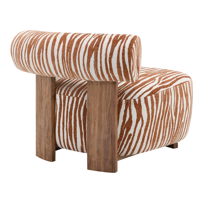Furniture of America Sebras Chenille Zebra-Stripe Accent Chair in Orange