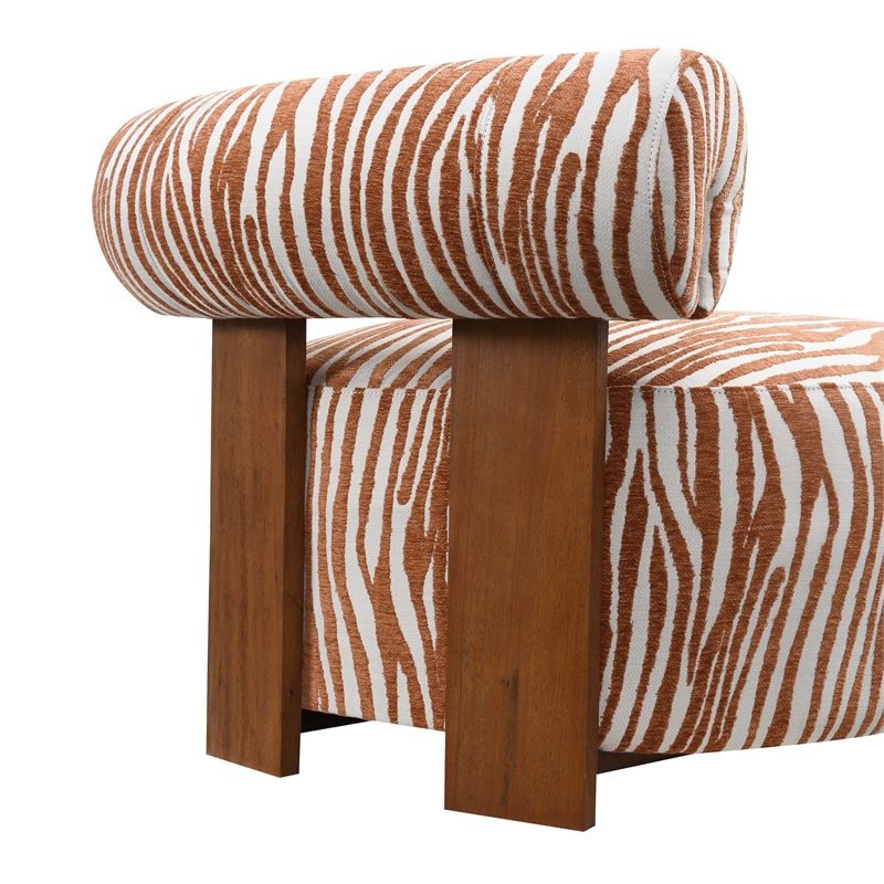 Furniture of America Sebras Chenille Zebra-Stripe Accent Chair in Orange