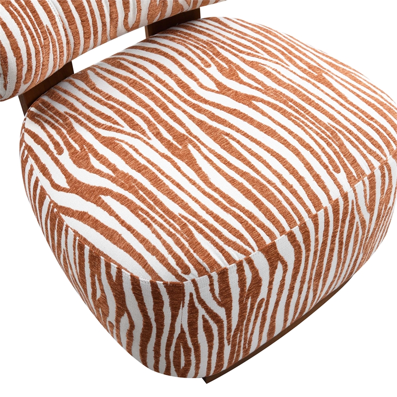 Furniture of America Sebras Chenille Zebra-Stripe Accent Chair in Orange