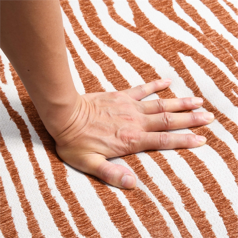 Furniture of America Sebras Chenille Zebra-Stripe Accent Chair in Orange