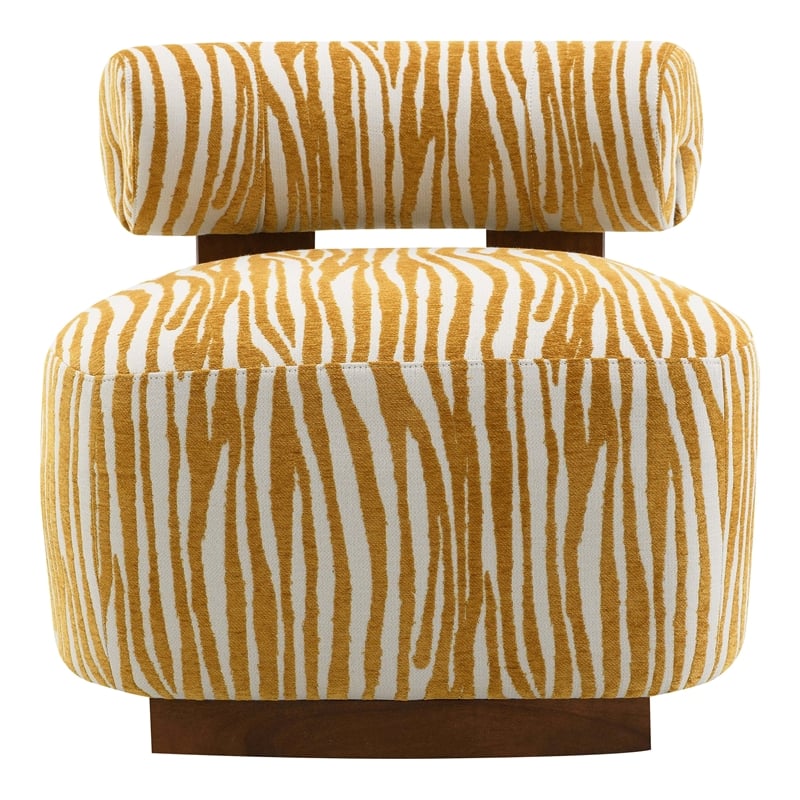 Furniture of America Sebras Chenille Zebra-Stripe Accent Chair in Yellow