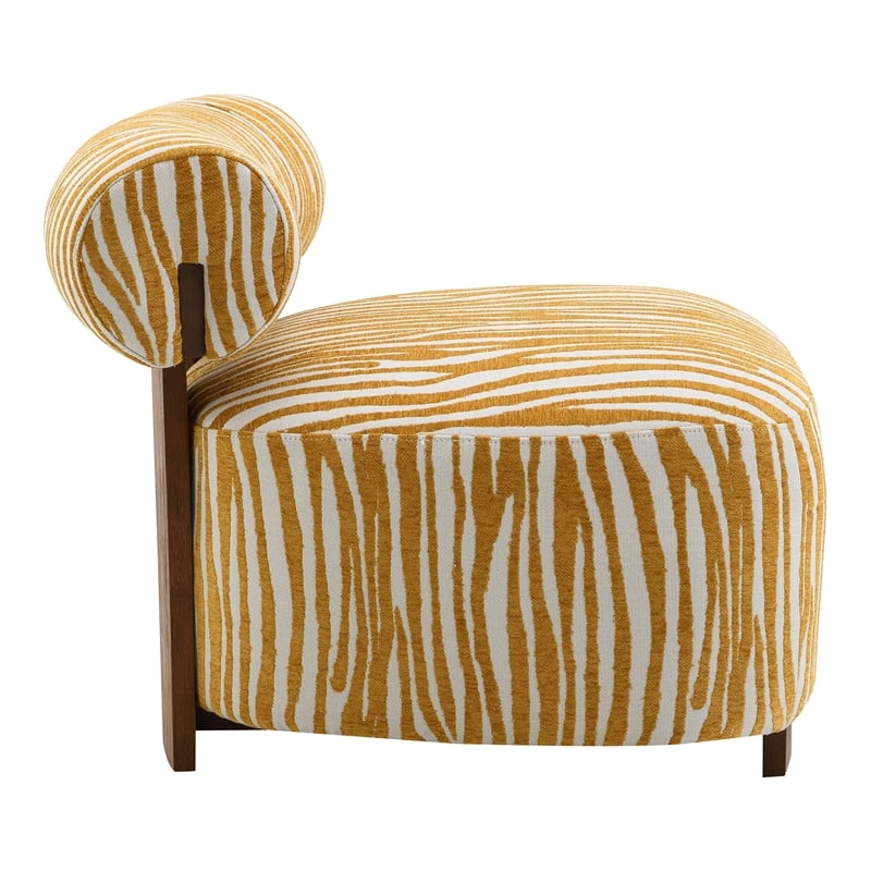 Furniture of America Sebras Chenille Zebra-Stripe Accent Chair in Yellow