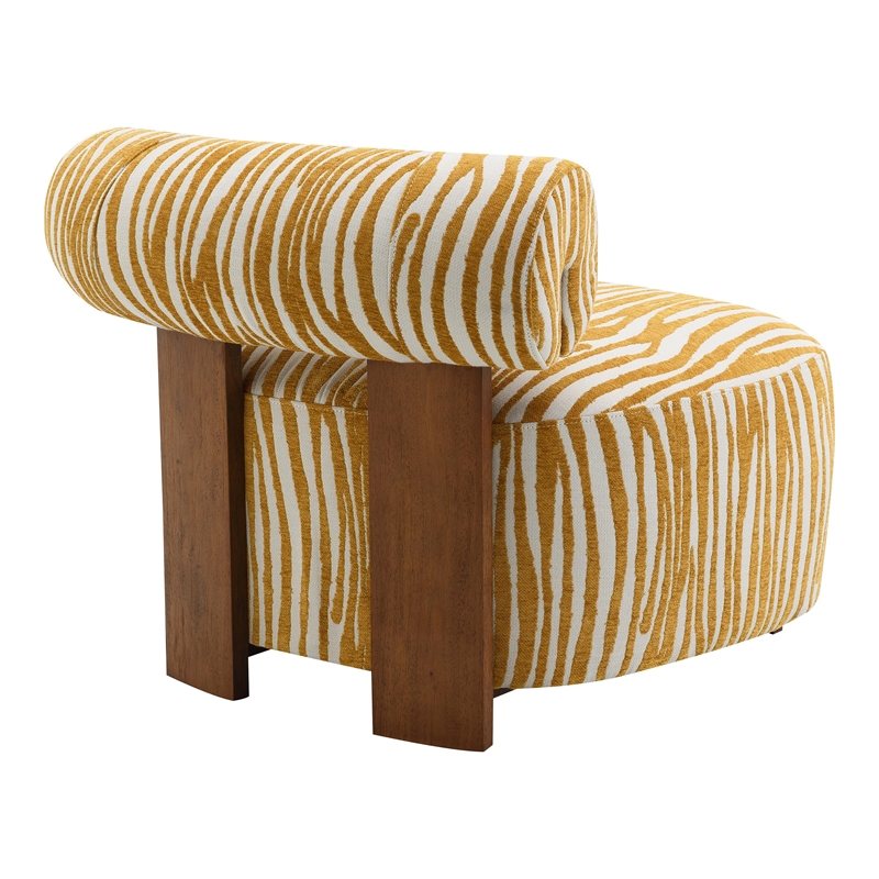 Furniture of America Sebras Chenille Zebra-Stripe Accent Chair in Yellow