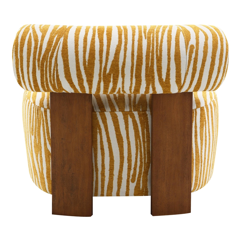 Furniture of America Sebras Chenille Zebra-Stripe Accent Chair in Yellow