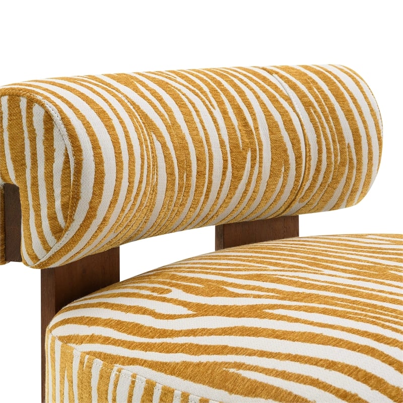 Furniture of America Sebras Chenille Zebra-Stripe Accent Chair in Yellow