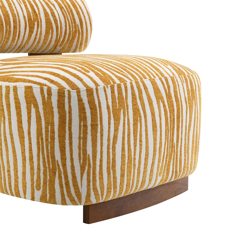 Furniture of America Sebras Chenille Zebra-Stripe Accent Chair in Yellow
