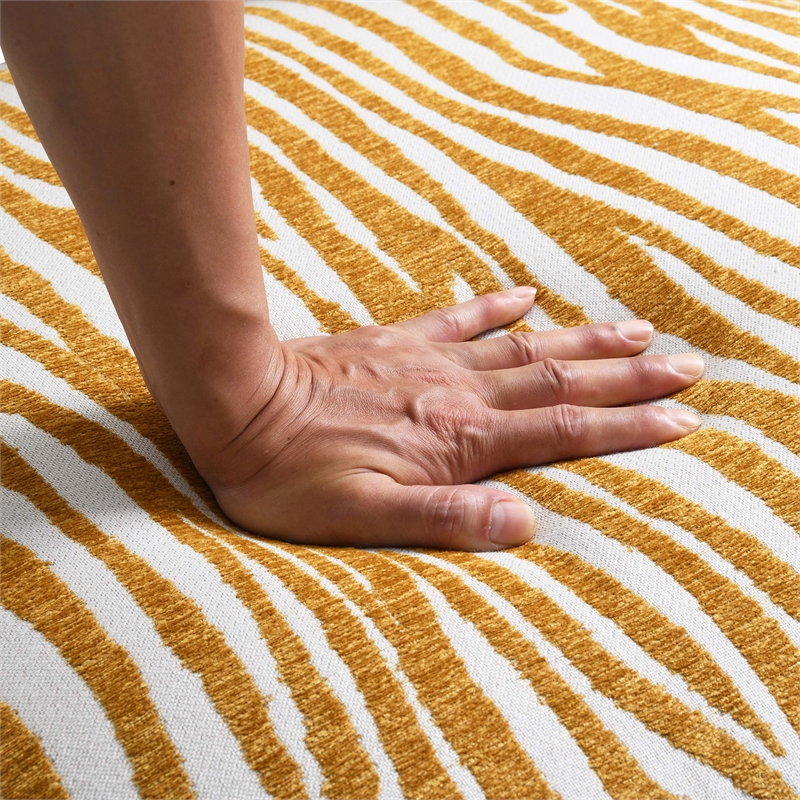 Furniture of America Sebras Chenille Zebra-Stripe Accent Chair in Yellow