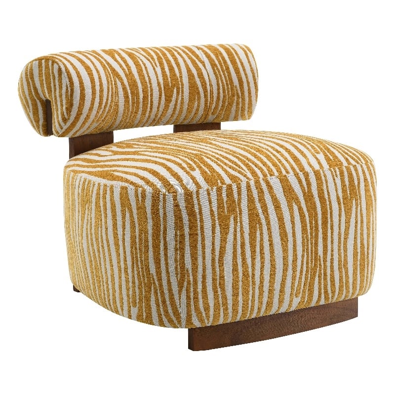 Furniture of America Sebras Chenille Zebra-Stripe Accent Chair in Yellow
