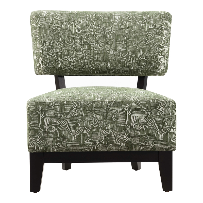 Furniture of America Robi Fabric Abstract Angled Back Accent Chair in Green