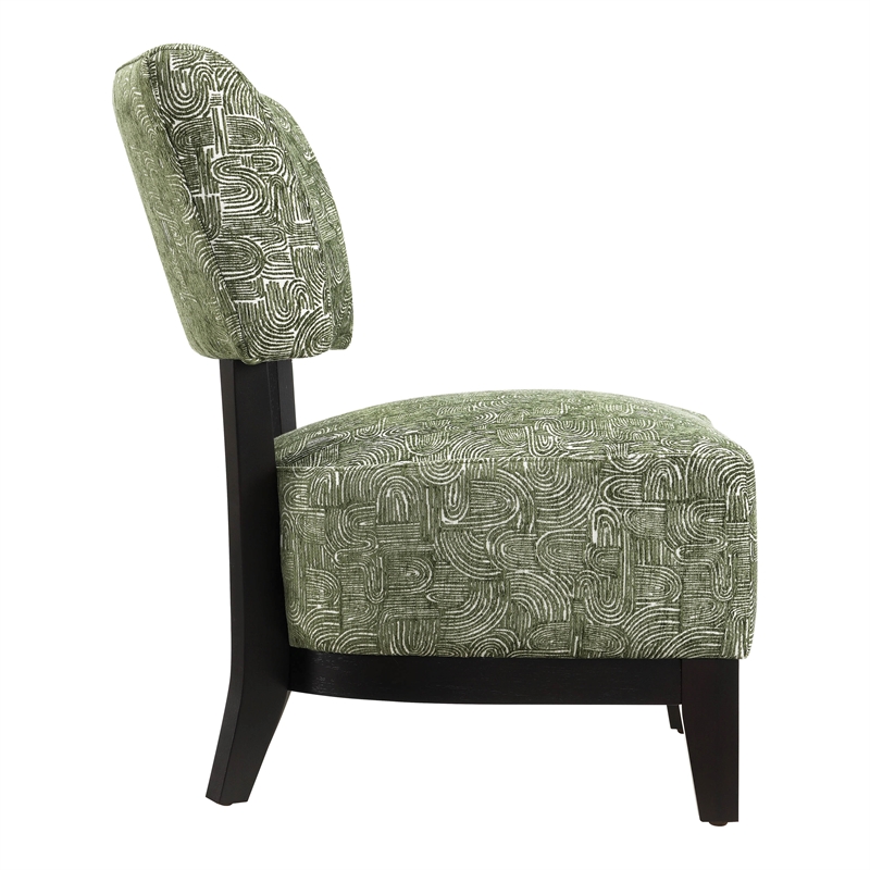 Furniture of America Robi Fabric Abstract Angled Back Accent Chair in Green