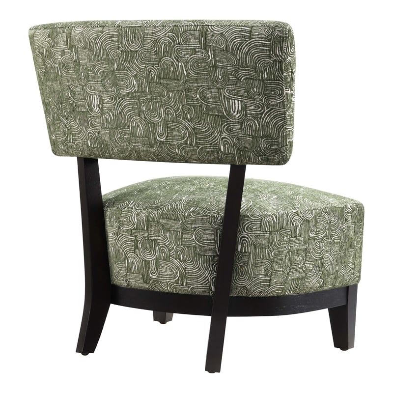 Furniture of America Robi Fabric Abstract Angled Back Accent Chair in Green
