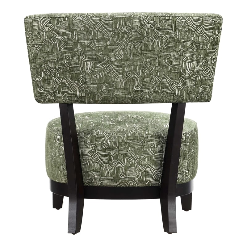 Furniture of America Robi Fabric Abstract Angled Back Accent Chair in Green