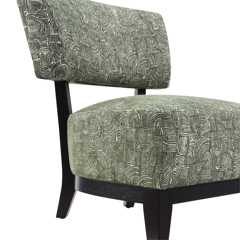 Furniture of America Robi Fabric Abstract Angled Back Accent Chair in Green