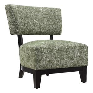 Furniture of America Robi Fabric Abstract Angled Back Accent Chair in Green