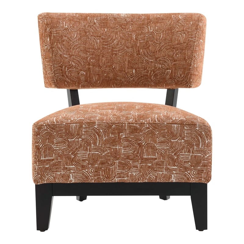 Furniture of America Robi Fabric Abstract Angled Back Accent Chair in Orange